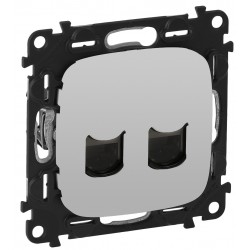 Розетка компьютерная двойная 2ХRJ45 КАТ. 6E UTP алюминий VALENA ALLURE